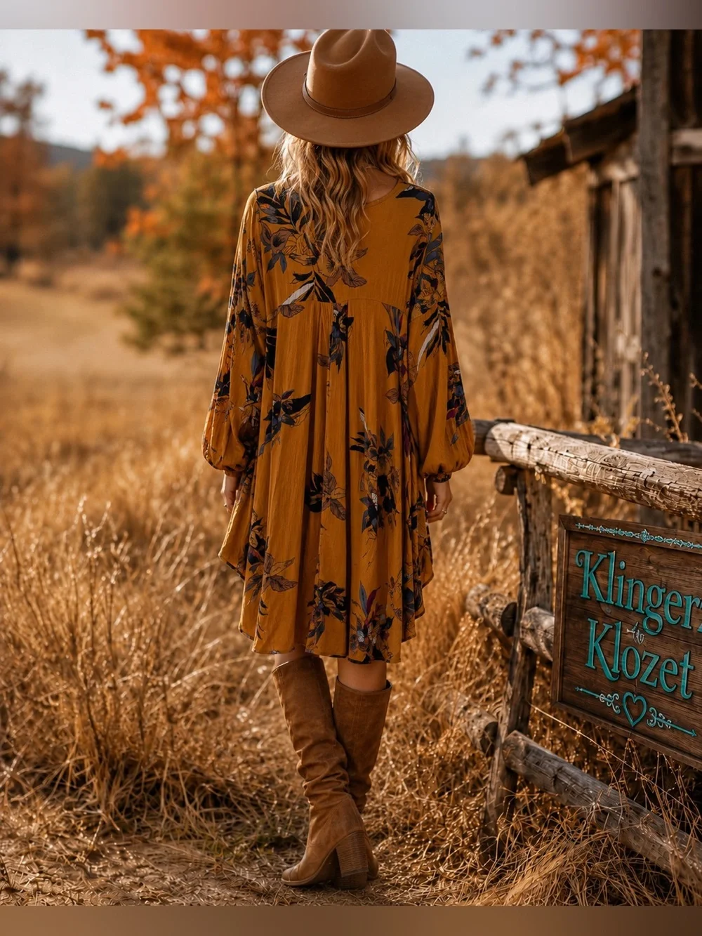 Free People Floral Boho Tunic Dress | Mustard | Size M
